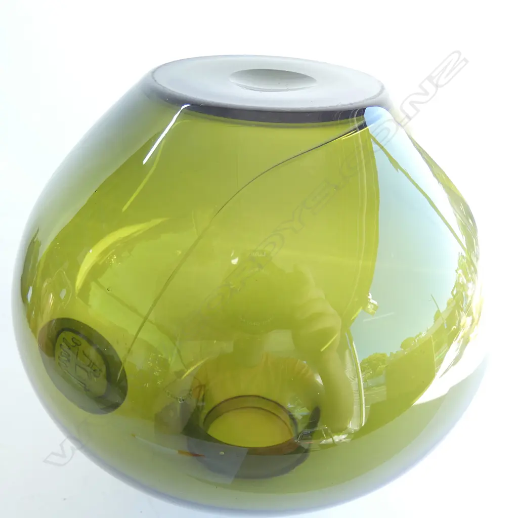 A Holmegaard glass bottle vase, designed by Jacob E. Bang Image 1++
